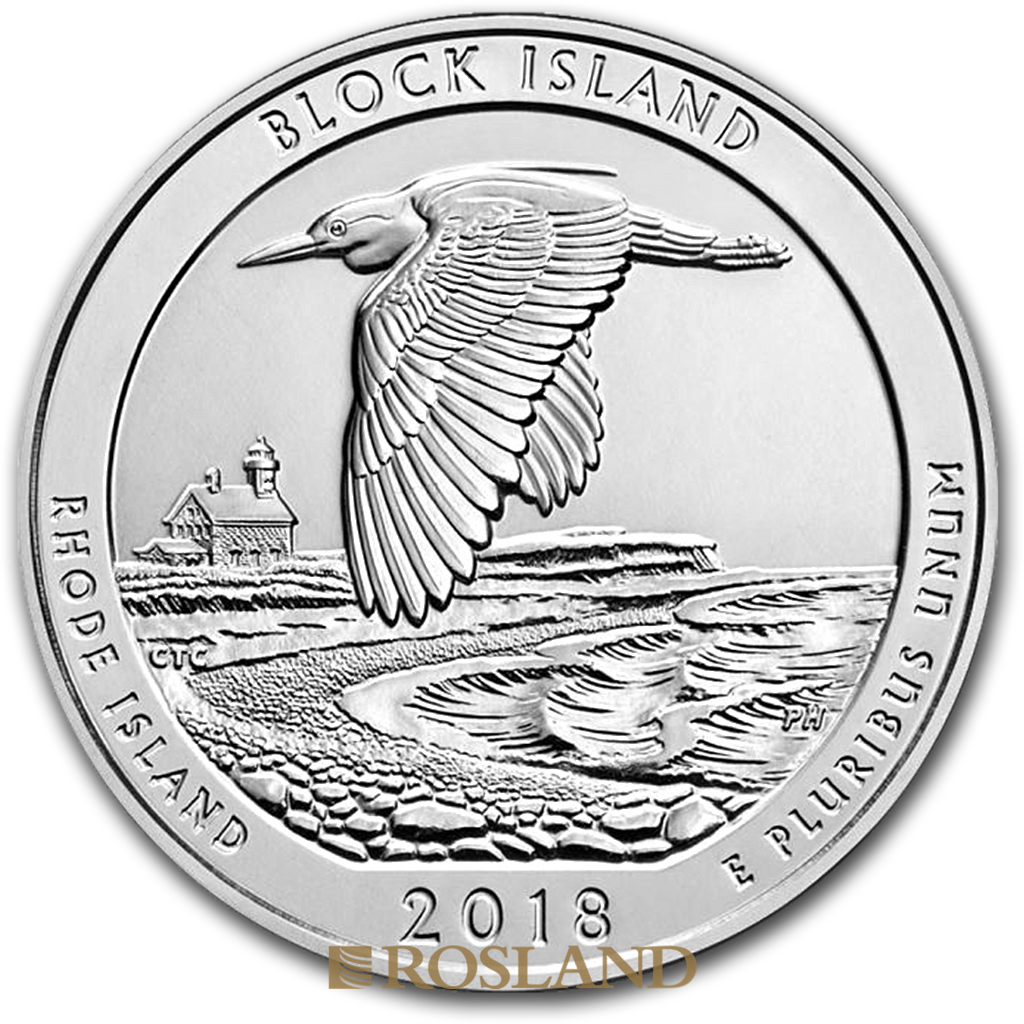 5 Unzen Silbermünze ATB Block Island National Wildlife Refuge 2018 P (Box, Zertifikat)