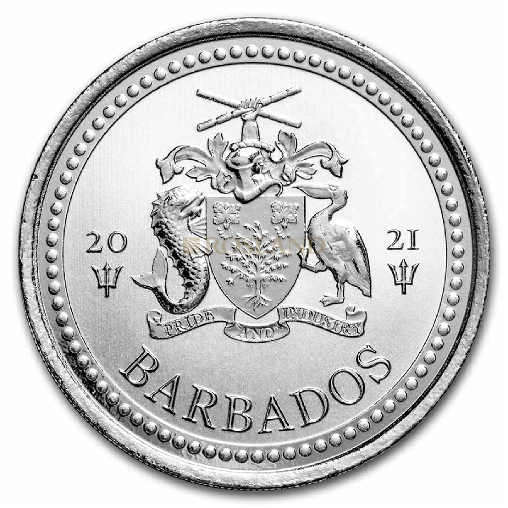 1 Unze Silbermünze Barbados Dreizack 2021