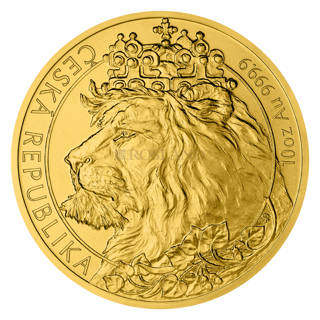 10 Unzen Goldmünze Tschechischer Löwe 2021 (Box, Zertifikat)