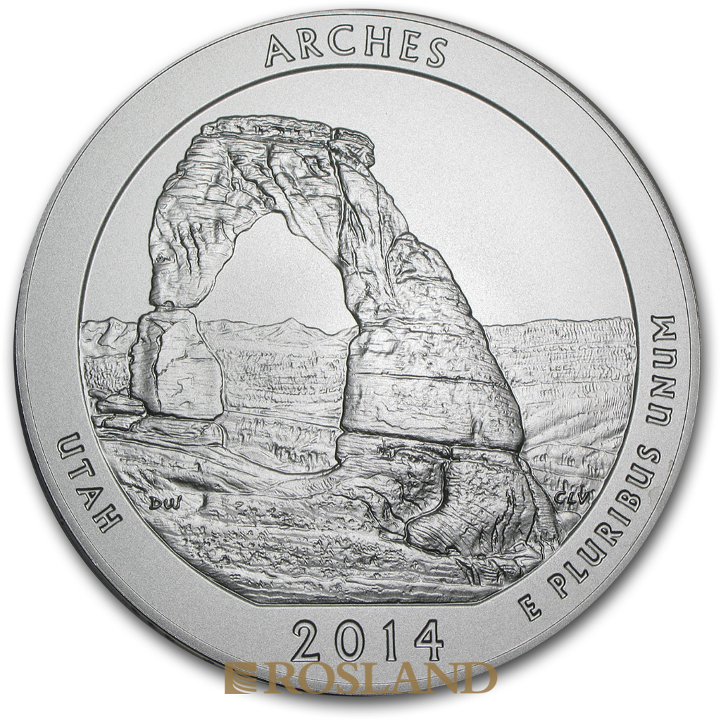 5 Unzen Silbermünze ATB Arches National Park 2014 P (Box, Zertifikat)