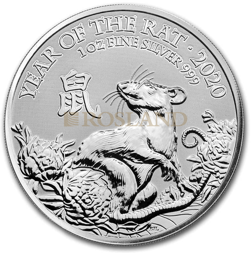 1 Unze Silbermünze Great Britain Jahr der Ratte 2020