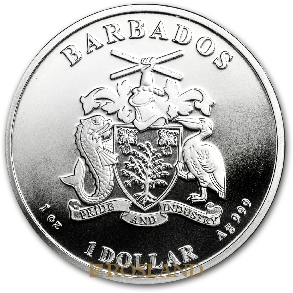 1 Unze Silbermünze Barbados Seepferd 2019