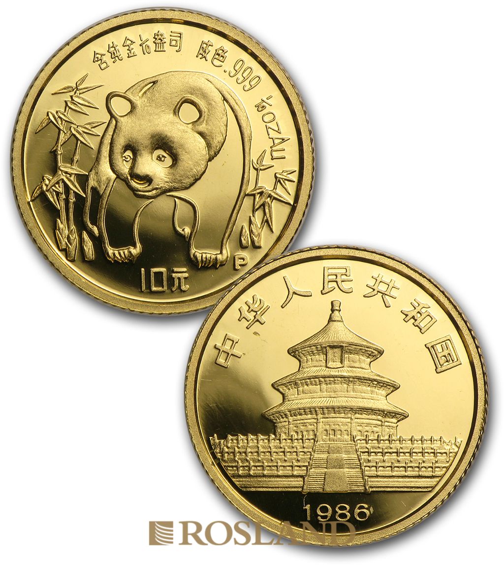 1,9 Unzen 5 Goldmünzen Set China Panda 1986 PP (Box, Zertifikat)