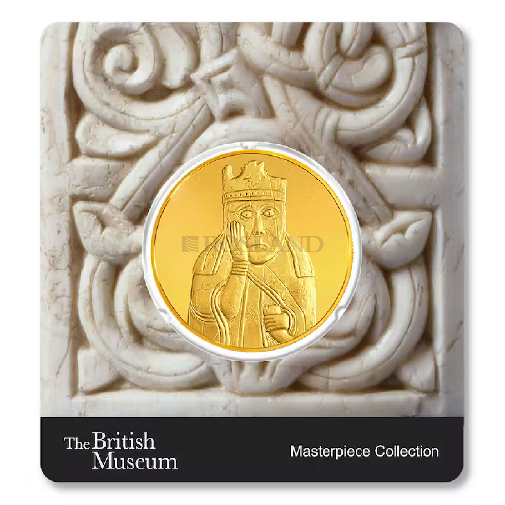 1,5 Unzen Goldmünzen Set 2,5 Unzen Silber  PAMP Britisches Museum Lewis Chessmen - The Queen 2022 PP (Box, Zertifikat)