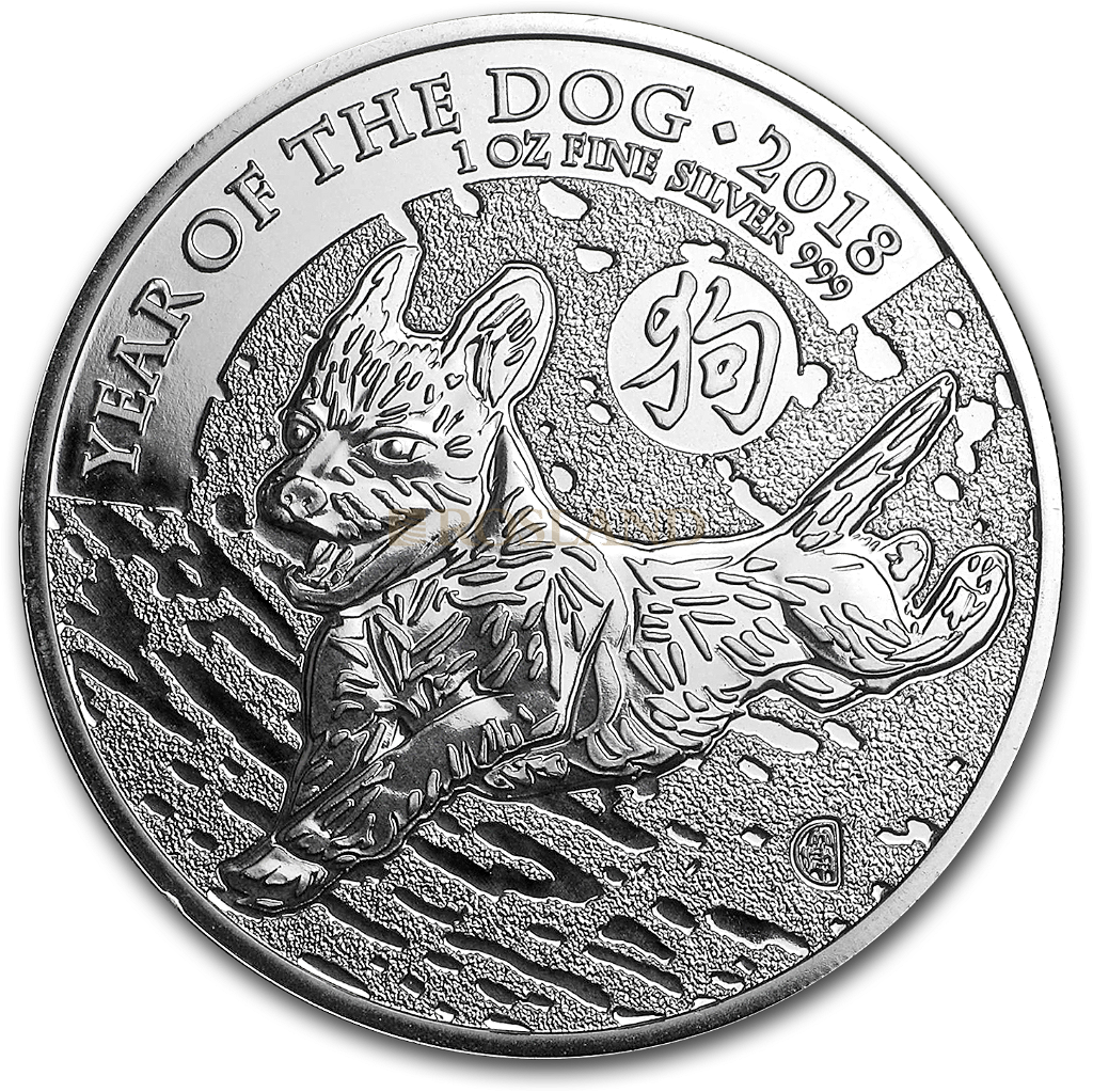 1 Unze Silbermünze Great Britain Jahr des Hundes 2018