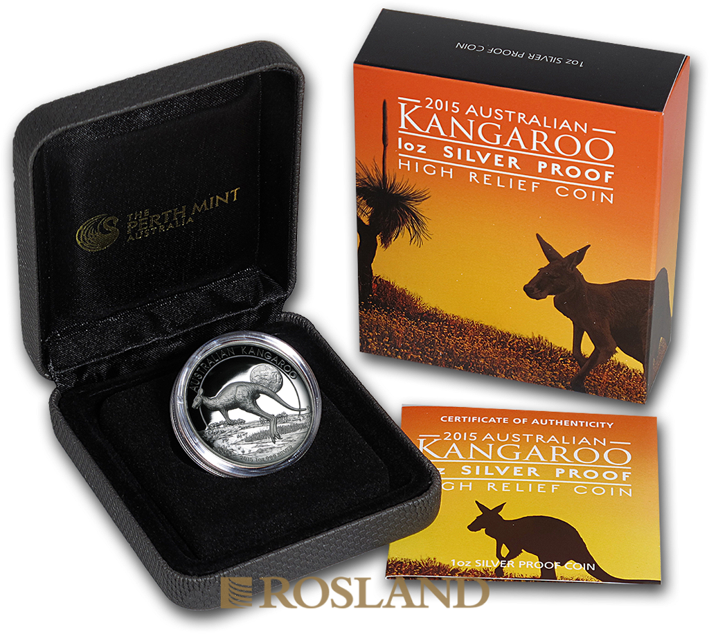 1 Unze Silbermünze  Känguru 2015 PP (HR, Box, Zertifikat)