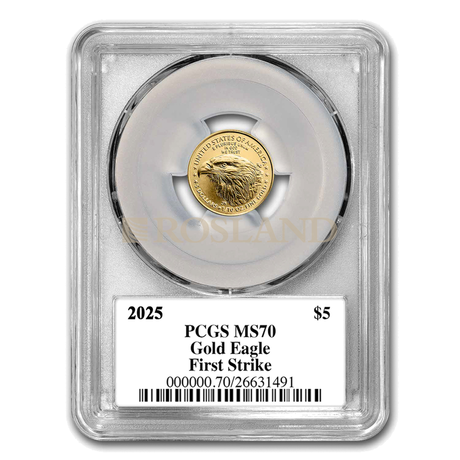 1/10 Unze Goldmünze American Eagle 2025 PCGS MS-70 (First Strike, Black Diamond)