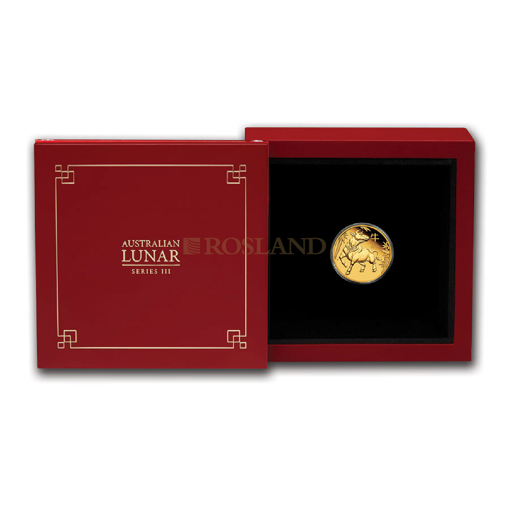 1/10 Unze Goldmünze Lunar 3 Ochse 2021 PP (Box, Zertifikat)