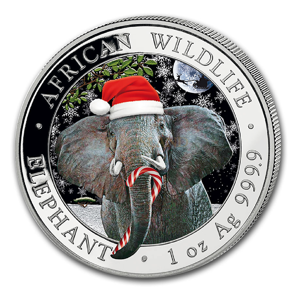 1 Unze Silbermünze Somalia Elefant 2021 Schneekugel (Box, Zertifikat)