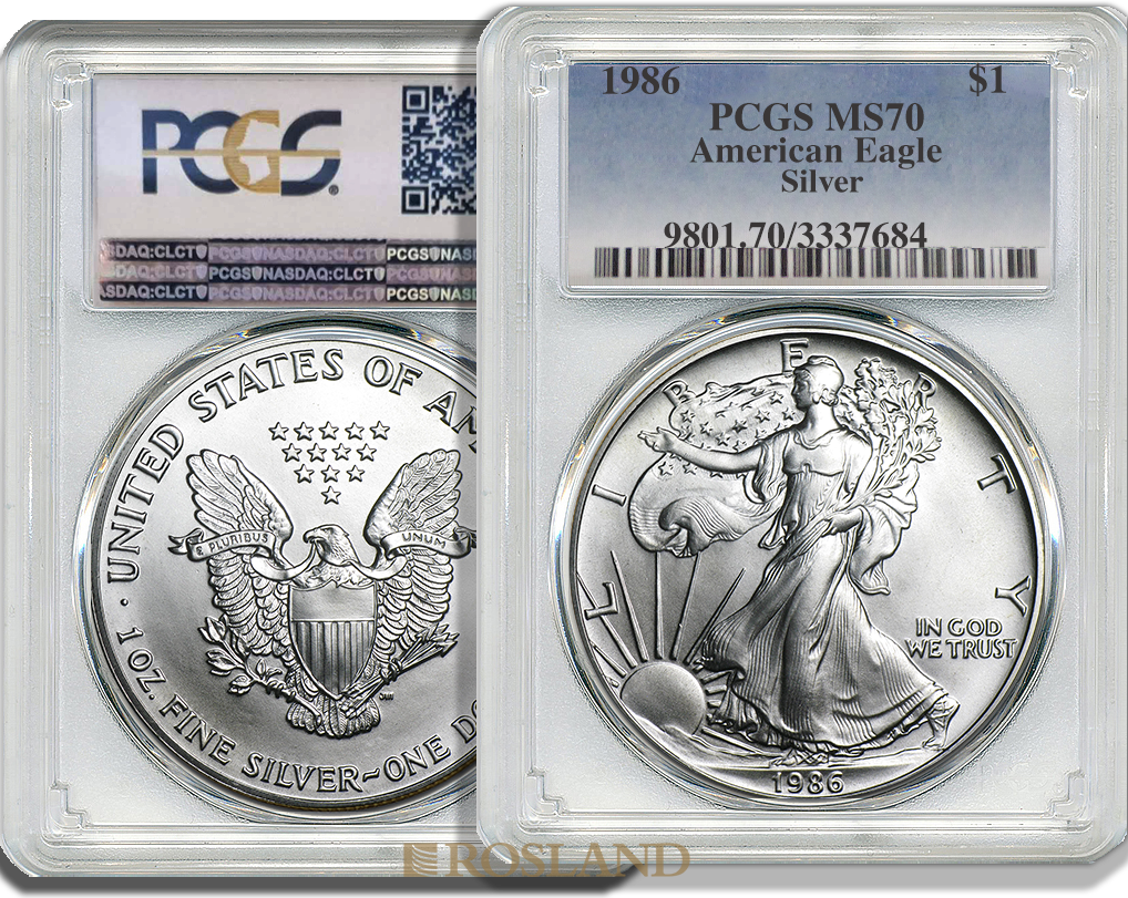 1 Unze Silbermünze American Eagle 1986 PCGS MS-70