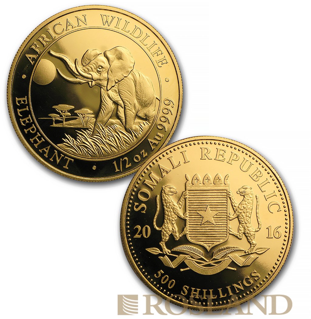 1,85 Unzen 4 Goldmünzen Somalia Elefant 2016 Set PP (Box, Zertifikat)
