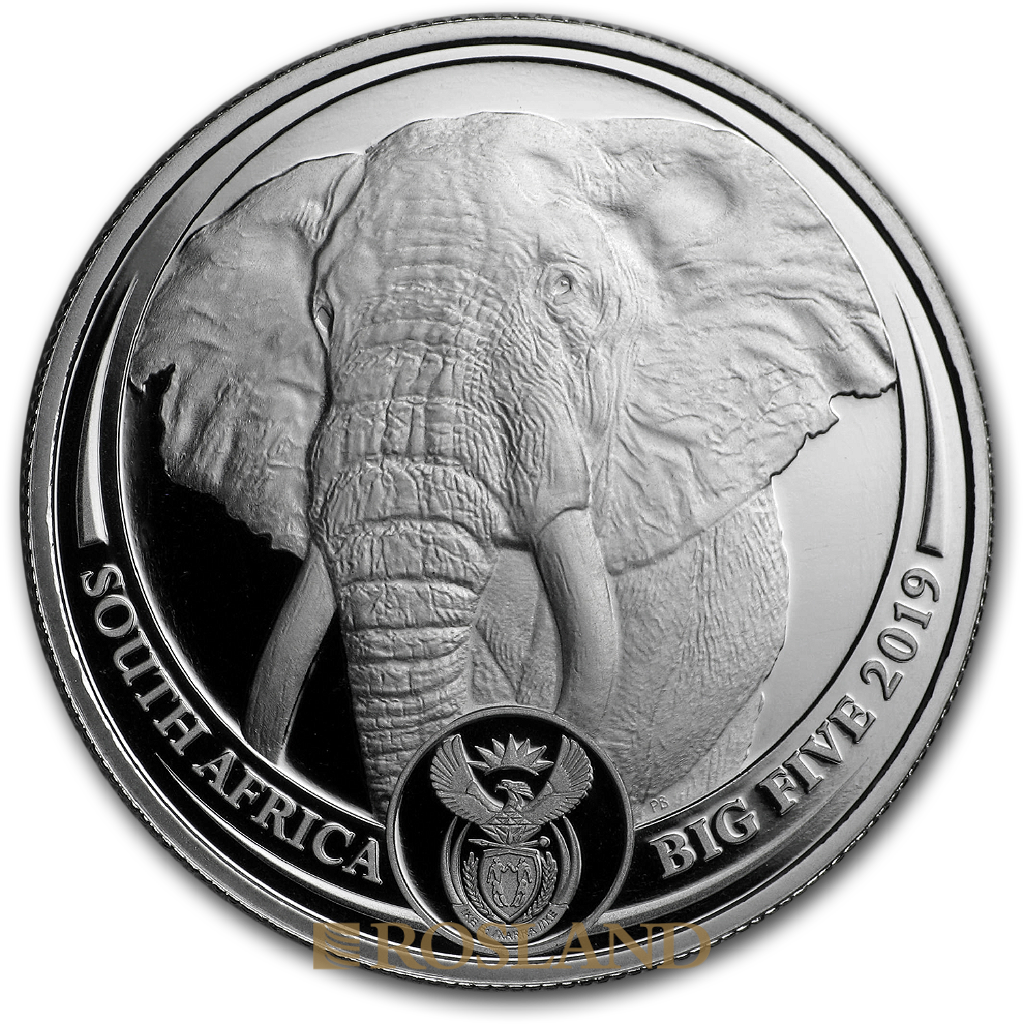 1 Unze Platinmünze Big Five Elefant 2019 PP (Box, Zertifikat)