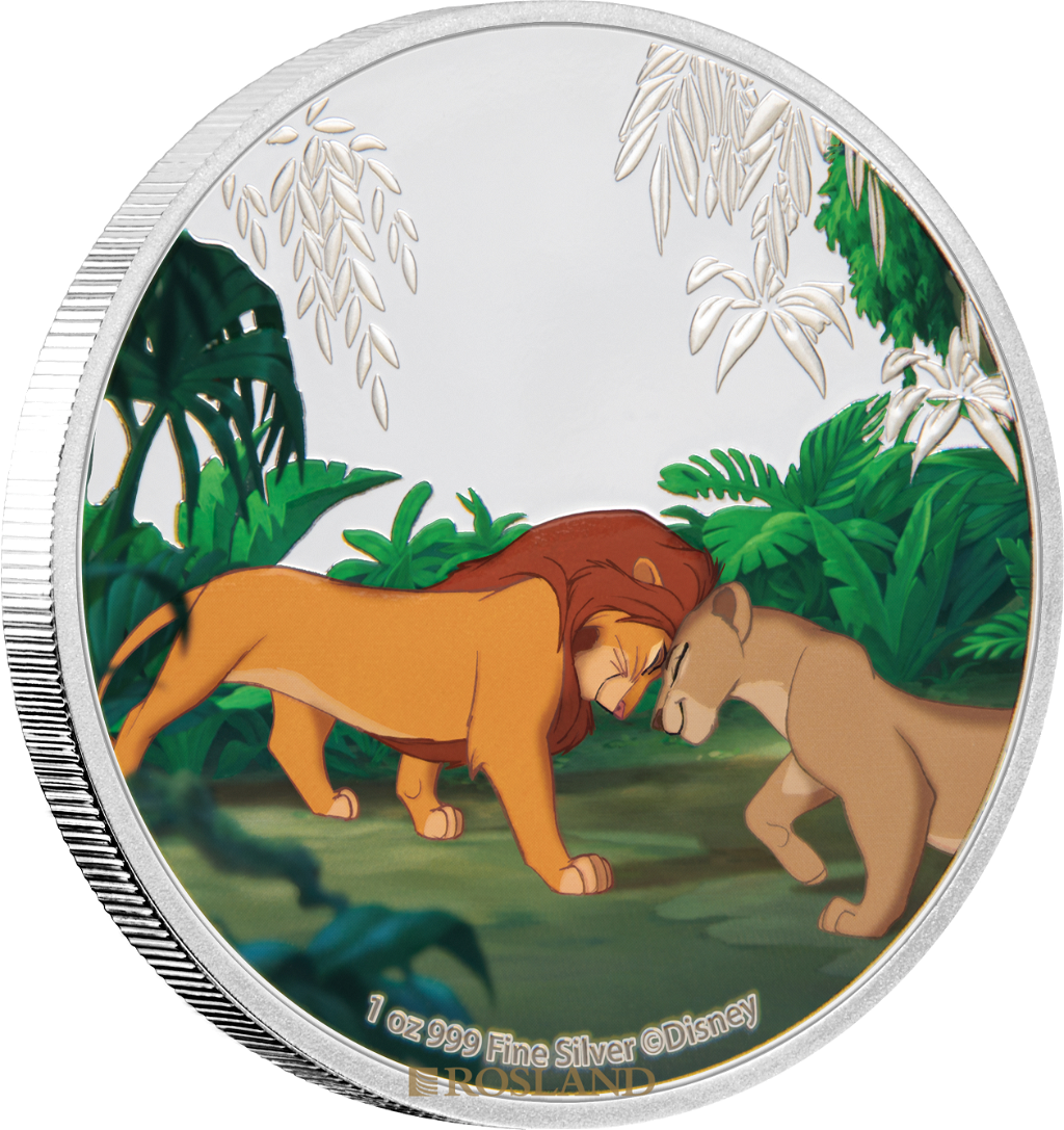 4 Unzen - 4 Silbermünzen Disney® König der Löwen Set 2019 PP (Koloriert, Box, Zertifikat)