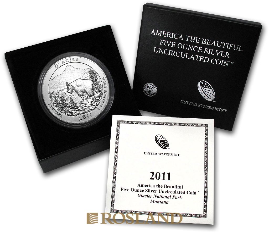 5 Unzen Silbermünze ATB Glacier National Park 2011 P (Box, Zertifikat)