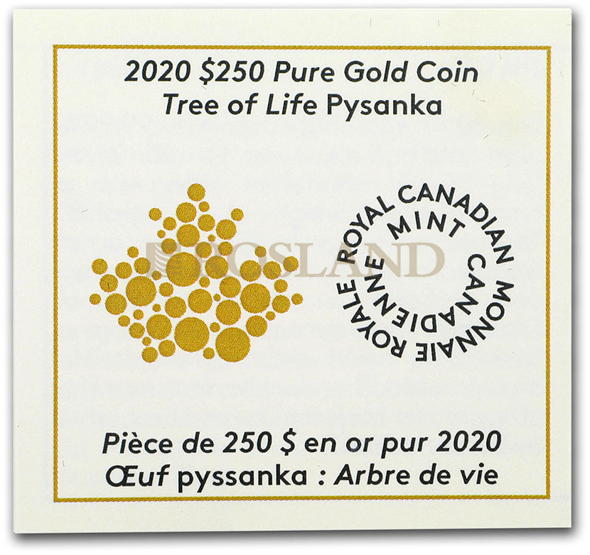 58,5 Gramm Goldmünze Canada Tree of Life Pysanka 2020 (Box, Zertifikat)