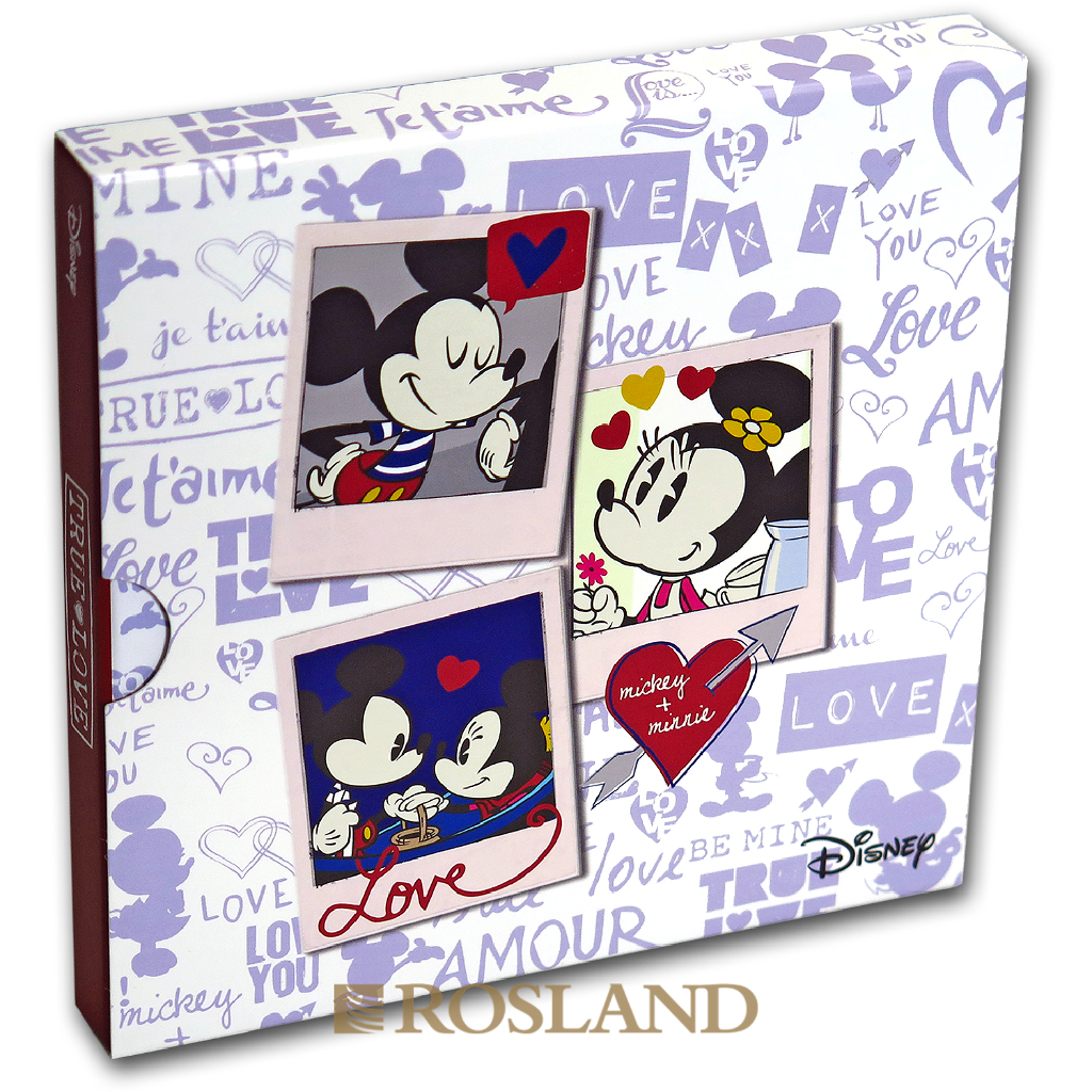 1 Unze Silbermünze Disney® Micky Maus Love 2019 PP (Koloriert, Box, Zertifikat)