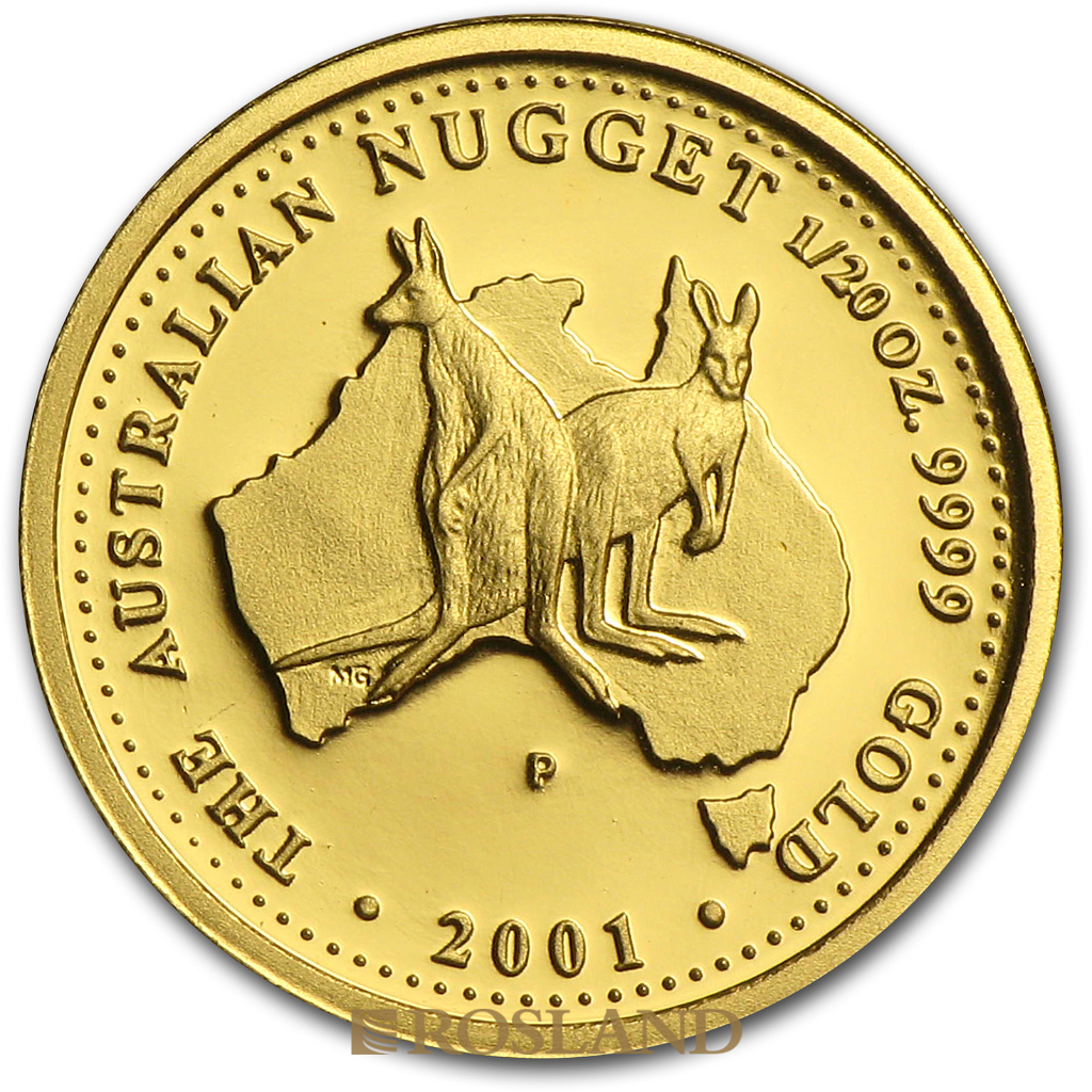 1/20 Unze Goldnugget Australien Känguru 2001 PP