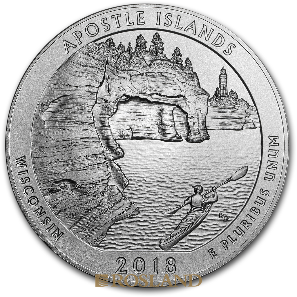 5 Unzen Silbermünze ATB Apostle Islands National Lakeshore 2018 P (Box, Zertifikat)