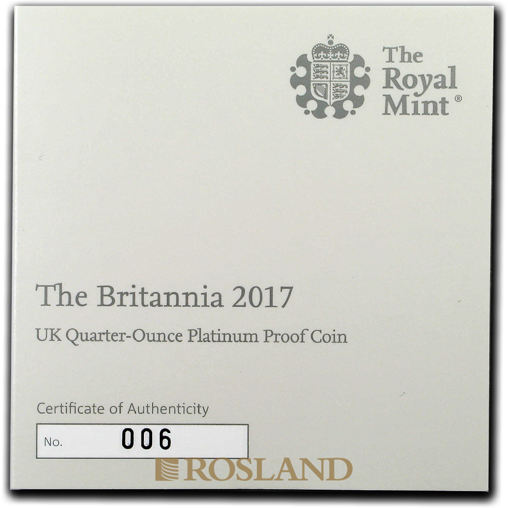 1/4 Unze Platinmünze Britannia 2017 PP (Box, Zertifikat)