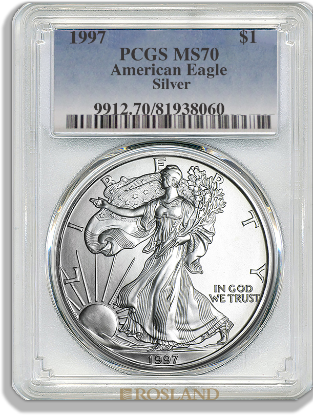 1 Unze Silbermünze American Eagle 1997 PCGS MS-70