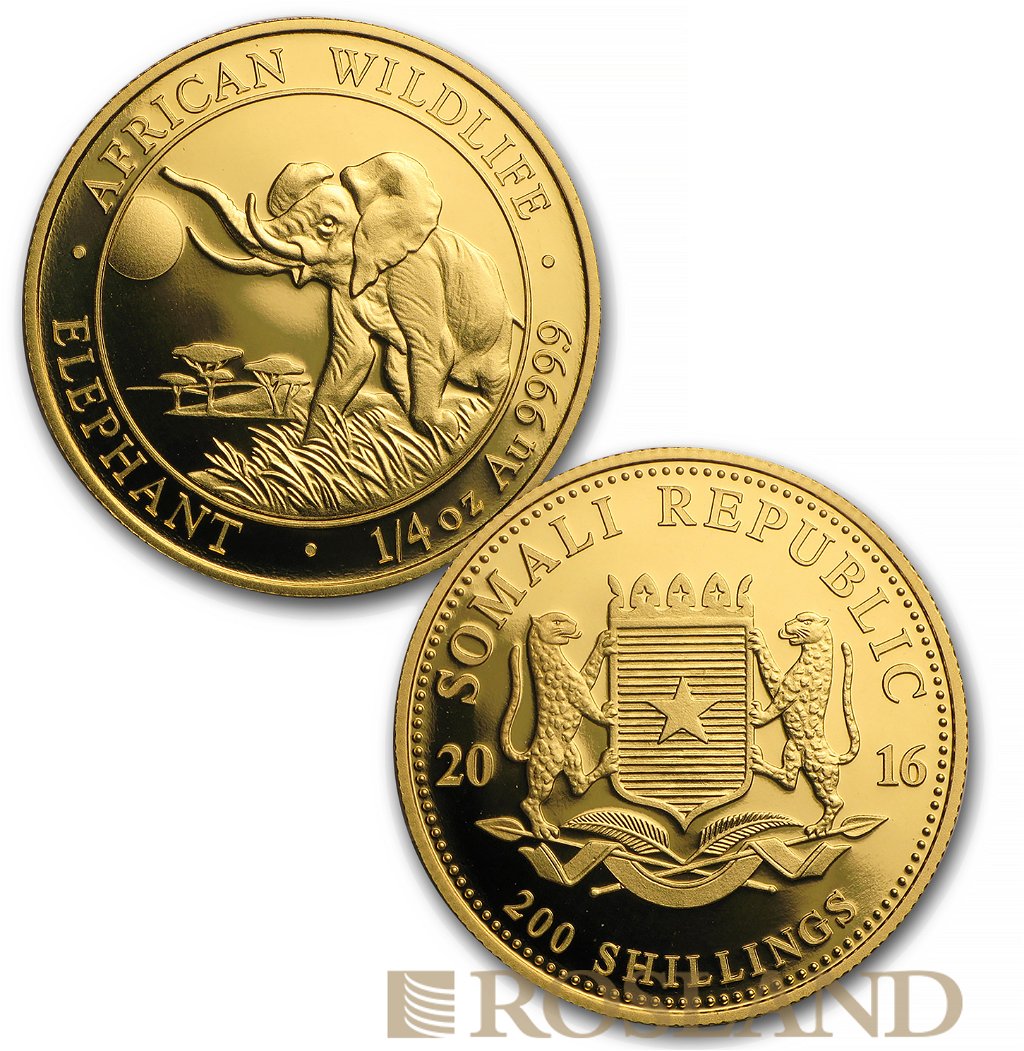 1,85 Unzen 4 Goldmünzen Somalia Elefant 2016 Set PP (Box, Zertifikat)