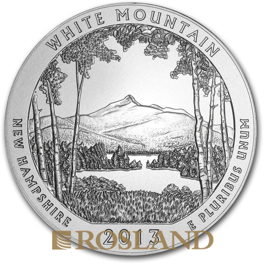 5 Unzen Silbermünze ATB White Mountain National Forest 2013 P (Box, Zertifikat)