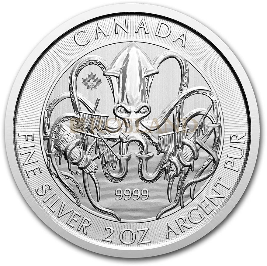 2 Unzen Silbermünze Kanada Kreaturen des Nordens - Kraken 2020