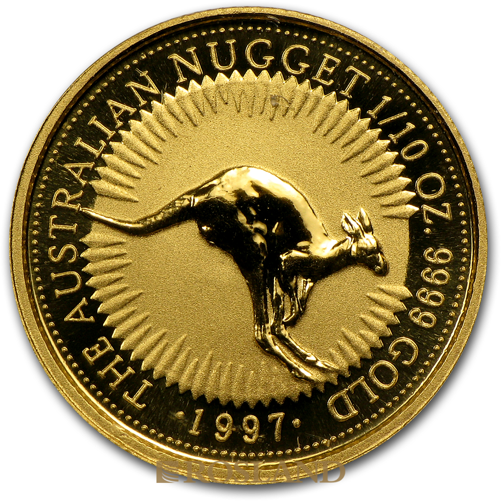 1/10 Unze Goldnugget Australien Känguru 1997