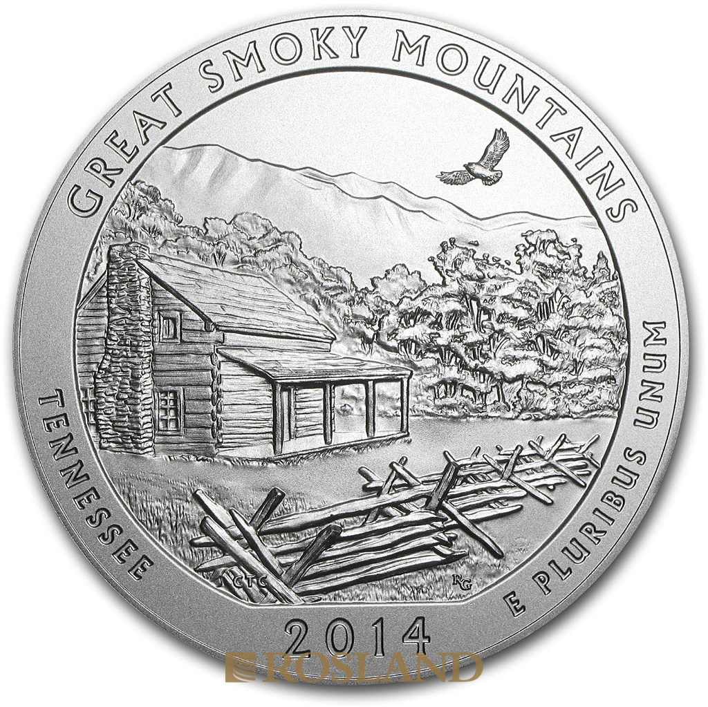 5 Unzen Silbermünze ATB Great Smoky Mountains National Park 2014 P (Box, Zertifikat)