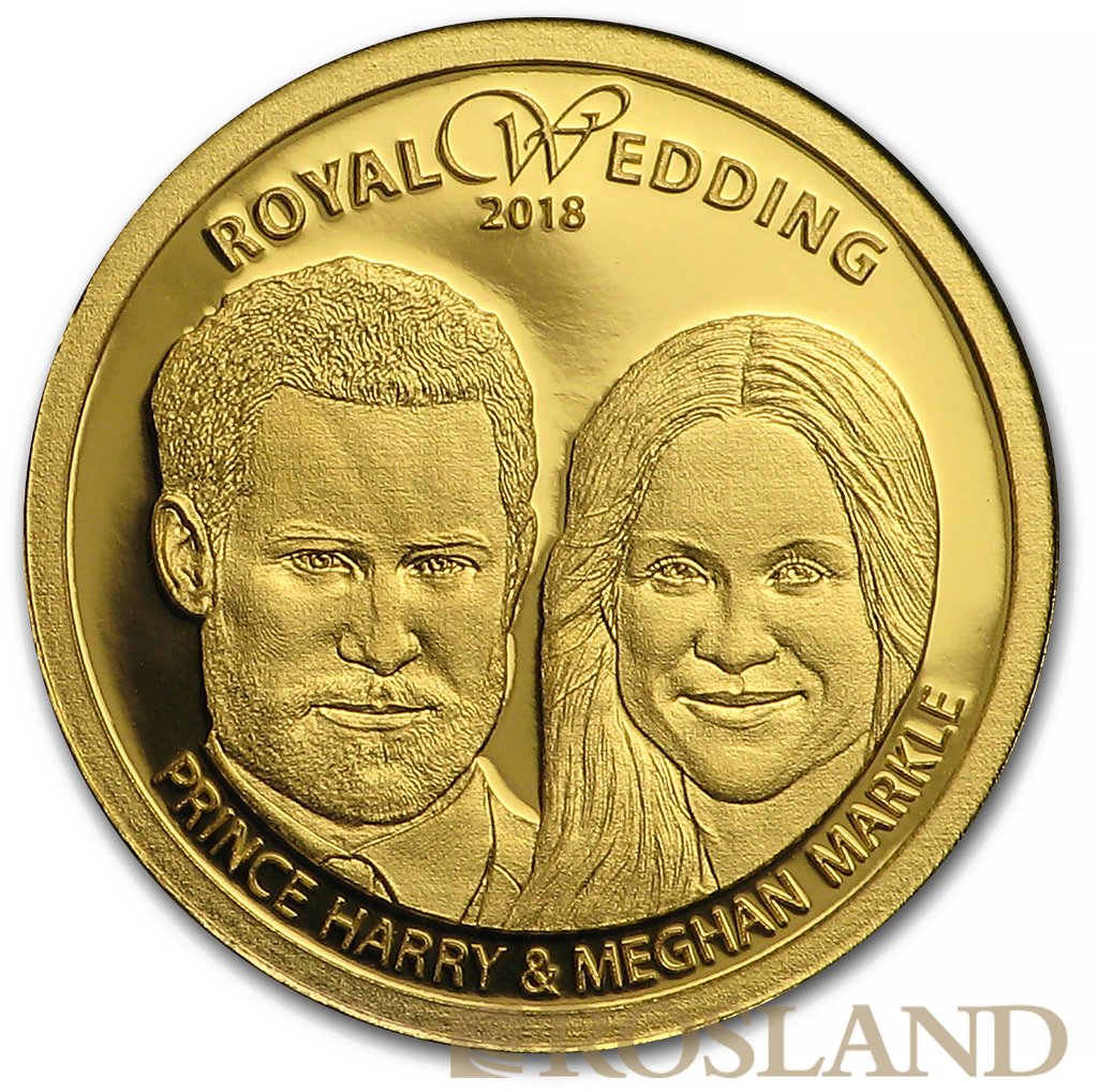 1/100 Unze Goldmünze Cook Islands Hochzeit Harry und Maghan 2018 PP