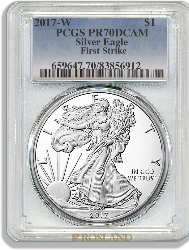 1 Unze Silbermünze American Eagle 2017 (W) PP PCGS PR-70 (FS, DCAM)