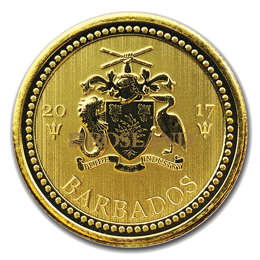1/5 Unze Goldmünze Barbados Dreizack 2017 PCGS MS-70