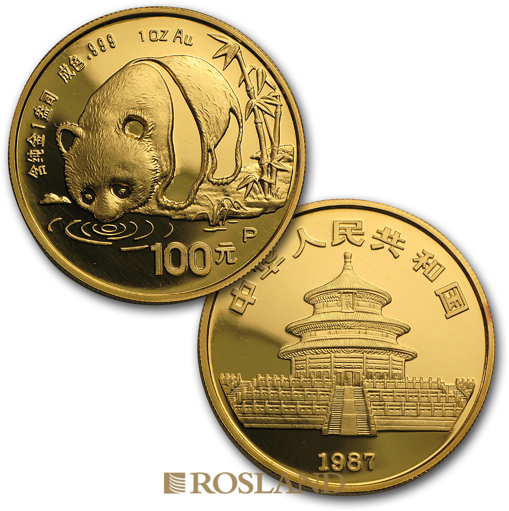 1,9 Unzen 5 Goldmünzen Set China Panda 1987 PP (Box, Zertifikat)