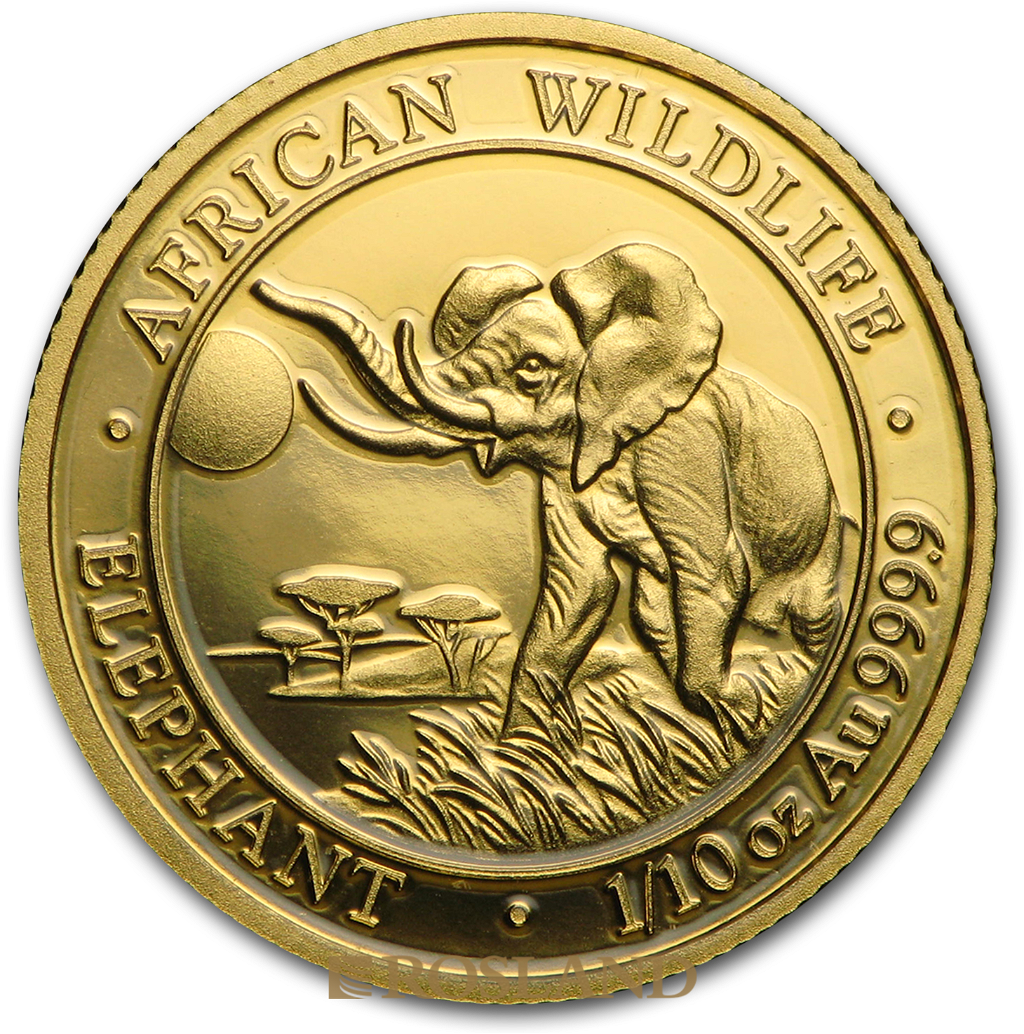 1/10 Unze Goldmünze Somalia Elefant 2016