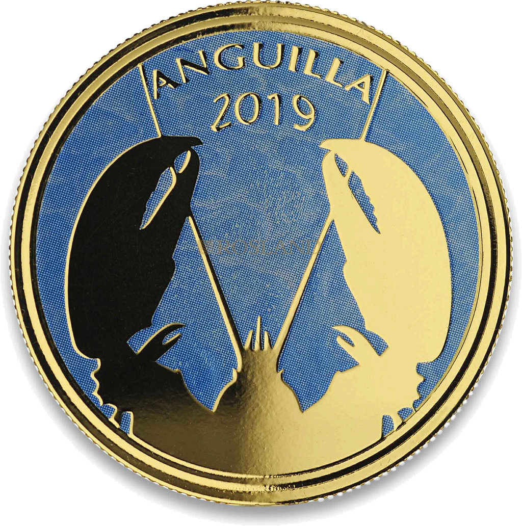 1 Unze Goldmünze EC8 Anguilla Lobster 2019 PP (Koloriert, Box, Zertifikat)