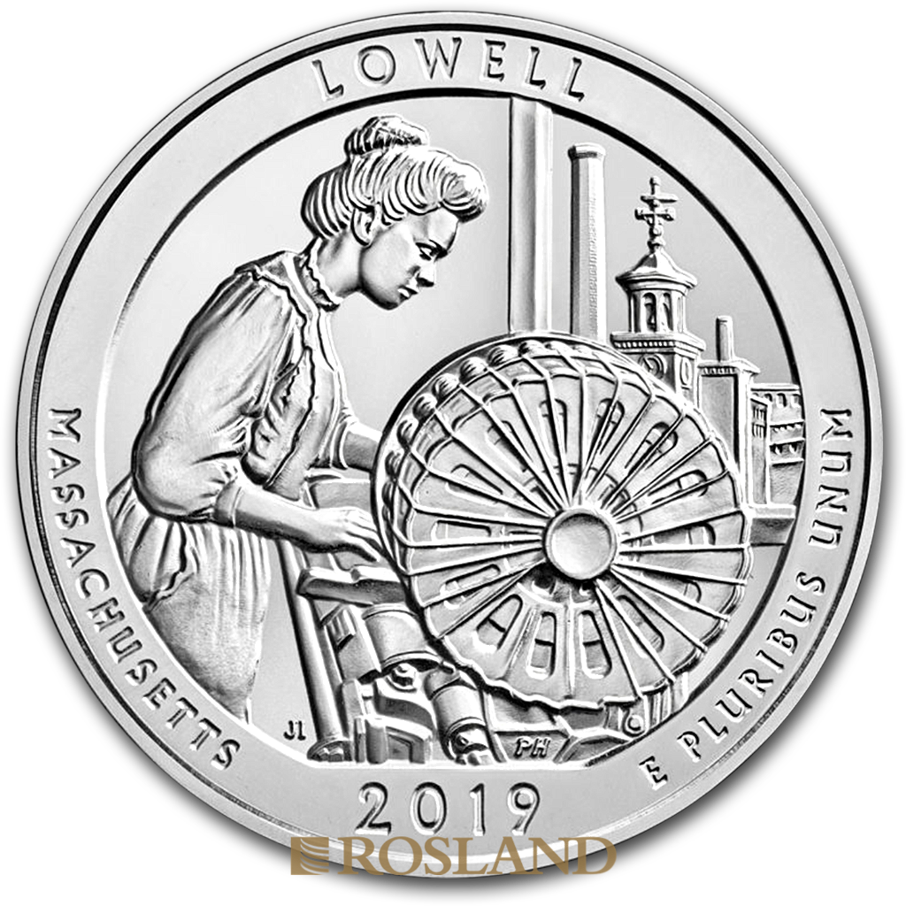 5 Unzen Silbermünze ATB Lowell National Historical Park 2019 P (Box, Zertifikat)