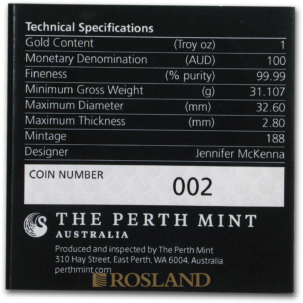 1 Unze Goldmünze Perth Mint Drache 2019 PP (Box, Zertifikat)