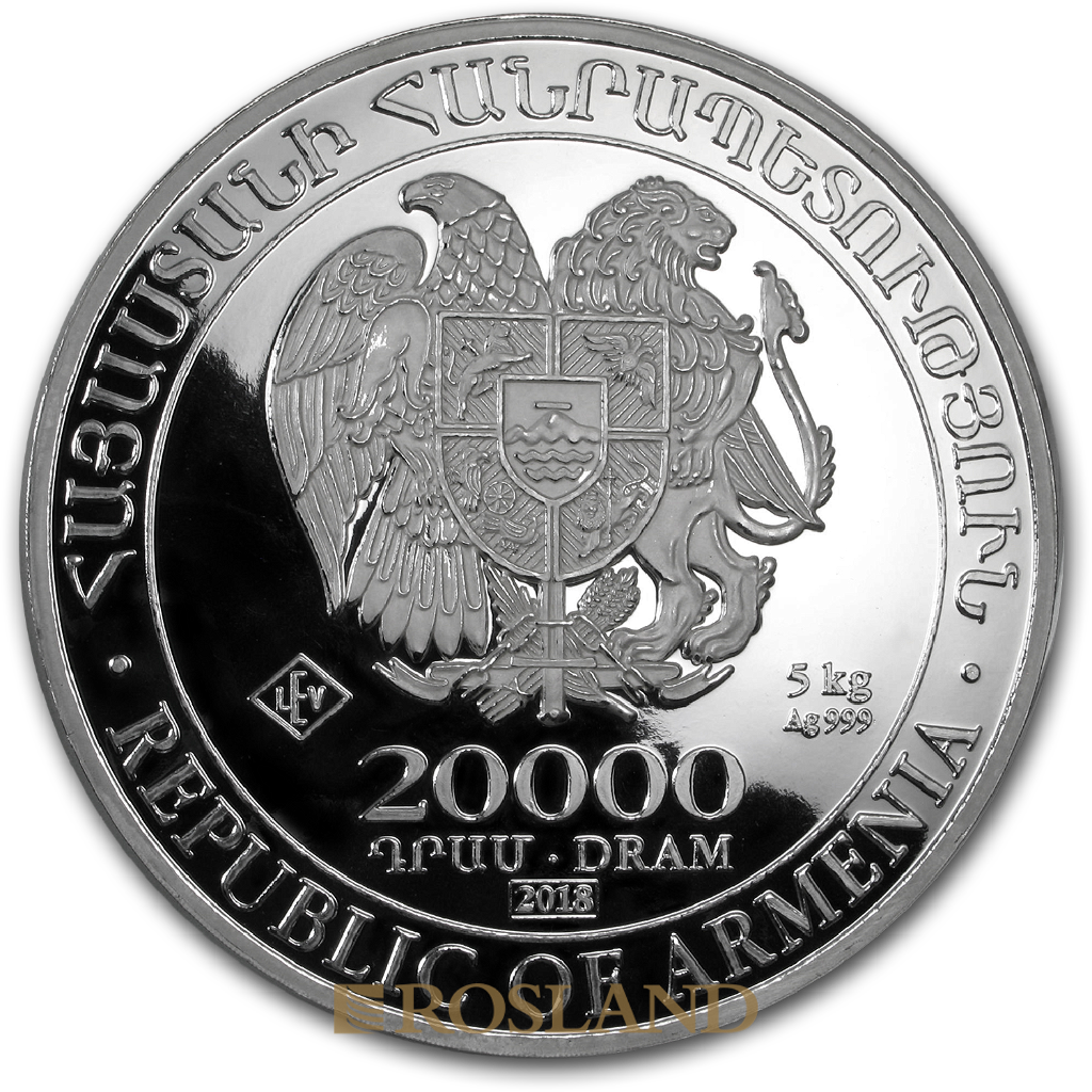 5 Kilogramm Silbermünze Armenien Arche Noah 2018 (Box, Zertifikat)