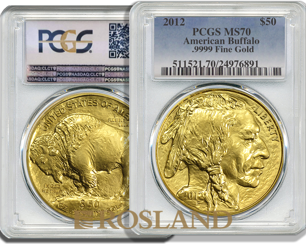 1 Unze Goldmünze American Buffalo 2012 PCGS MS-70