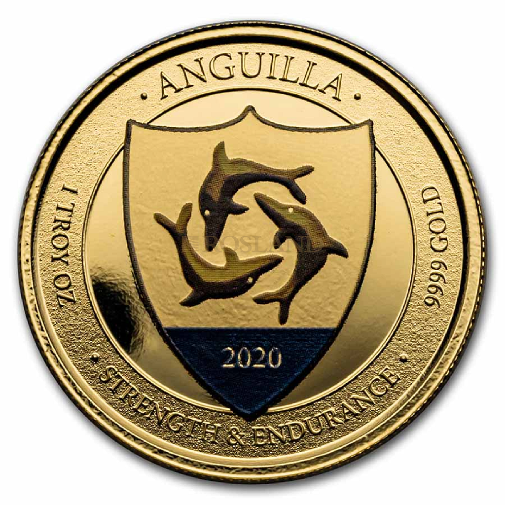 1 Unze Goldmünze EC8 Anguilla Coat of Arms 2020 PP (Koloriert, Box, Zertifikat)