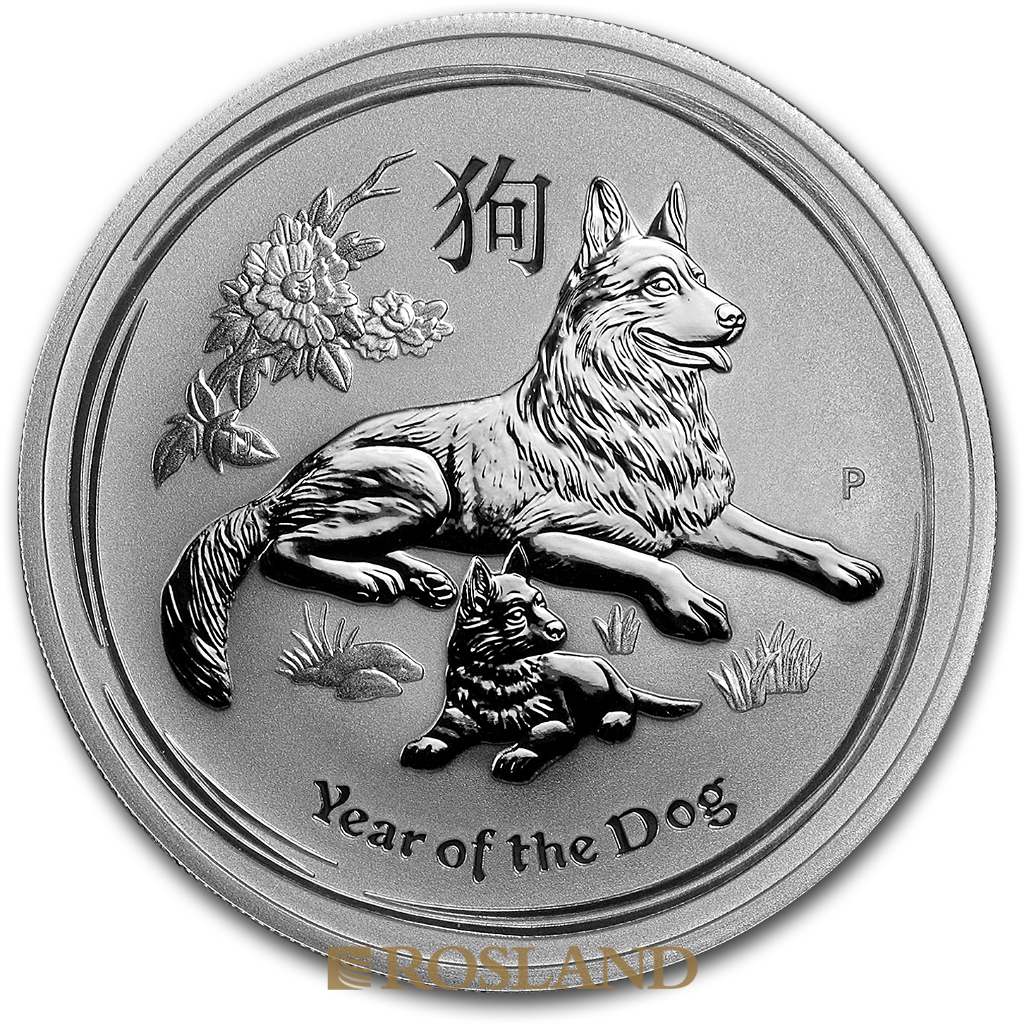 1 Unze Silbermünze Lunar 2 Hund 2018