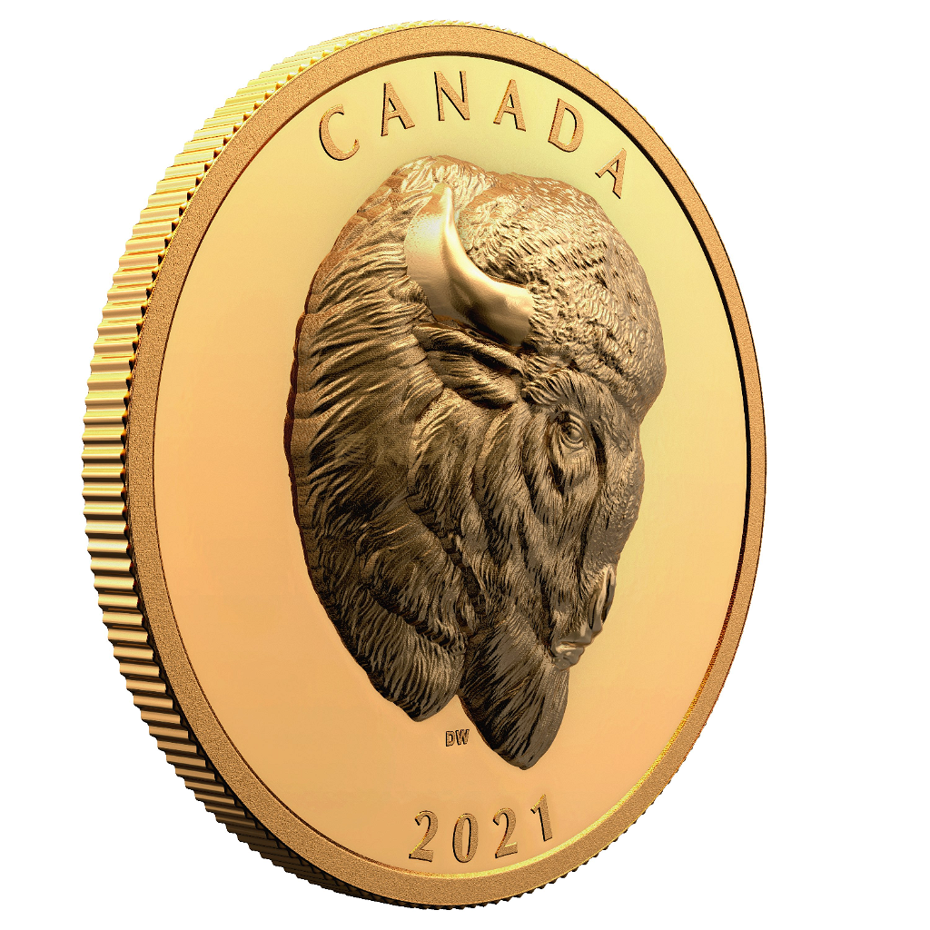 2 Unzen Goldmünze Canadian Bold Bison 2021 PP (HR, Box, Zertifikat)