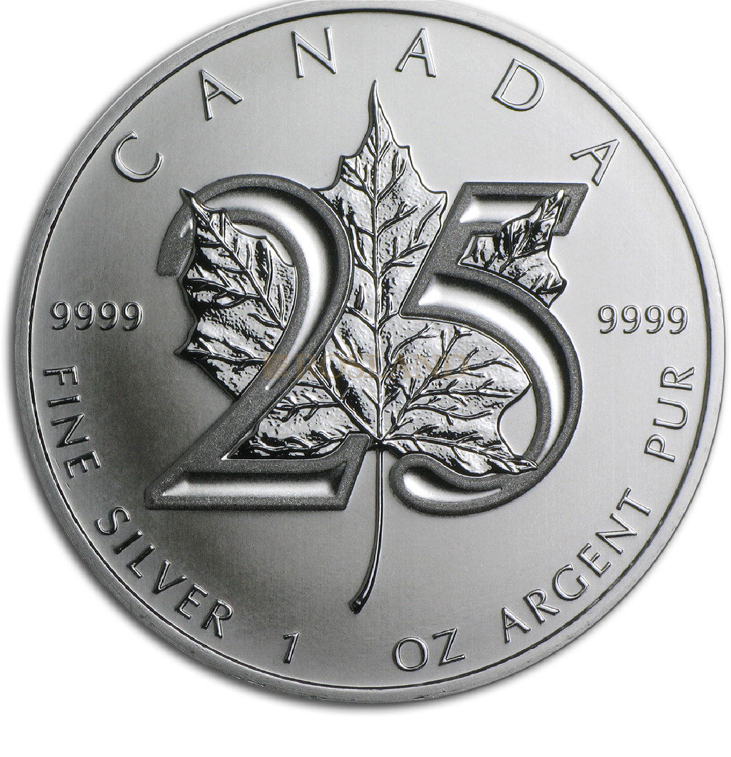 1 Unze Silbermünze Kanada Maple Leaf 25 Jahre Jubiläum 2013