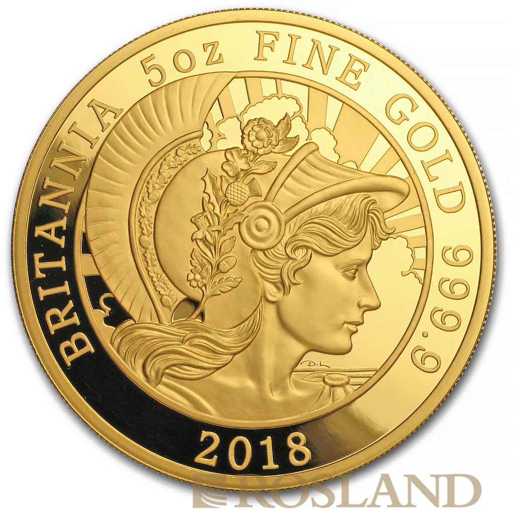 5 Unzen Goldmünze Britannia 2018 PP (Box, Zertifikat)