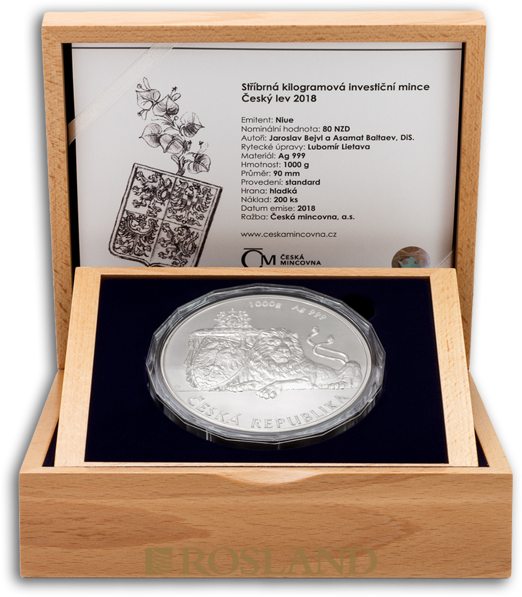 1 Kilogramm Silbermünze Tschechischer Löwe 2018