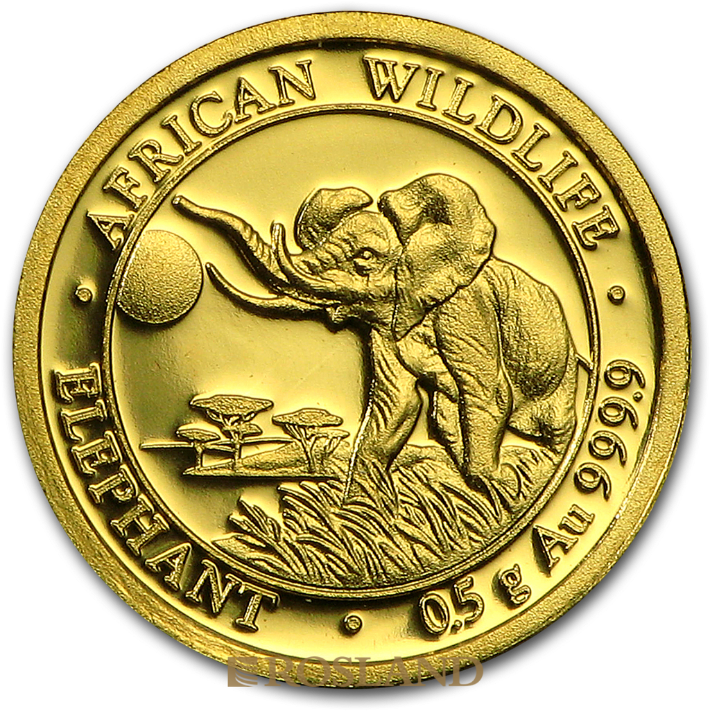 1/2 Gramm Goldmünze Somalia Elefant 2016