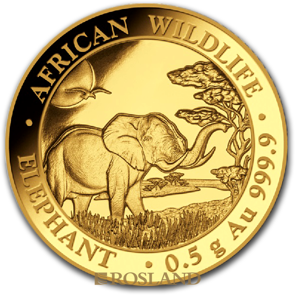 1/2 Gramm Goldmünze Somalia Elefant 2019
