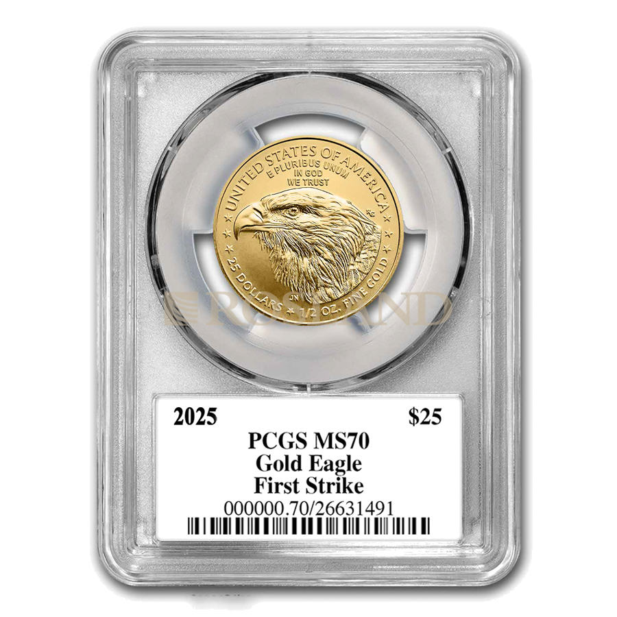 1/2 Unze Goldmünze American Eagle 2025 PCGS MS-70 (First Strike, Black Label)