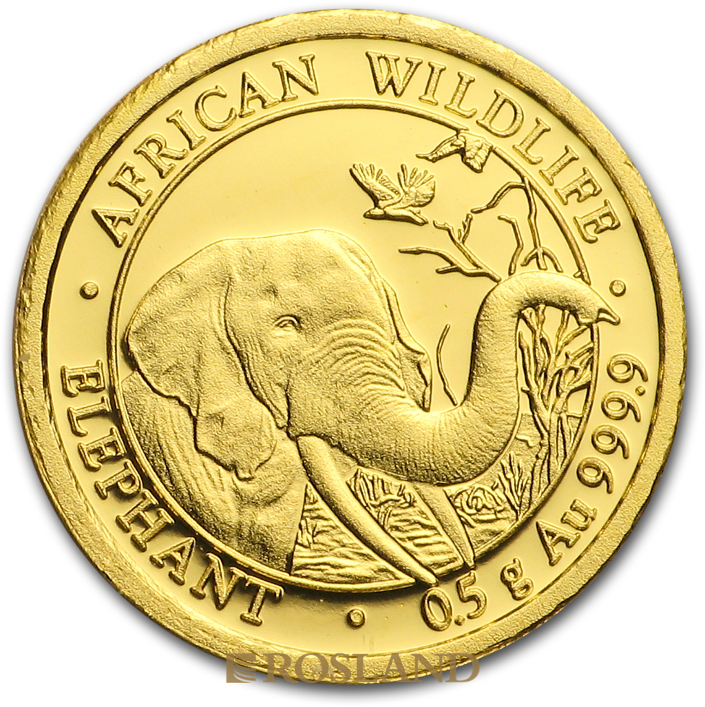 1/2 Gramm Goldmünze Somalia Elefant 2018