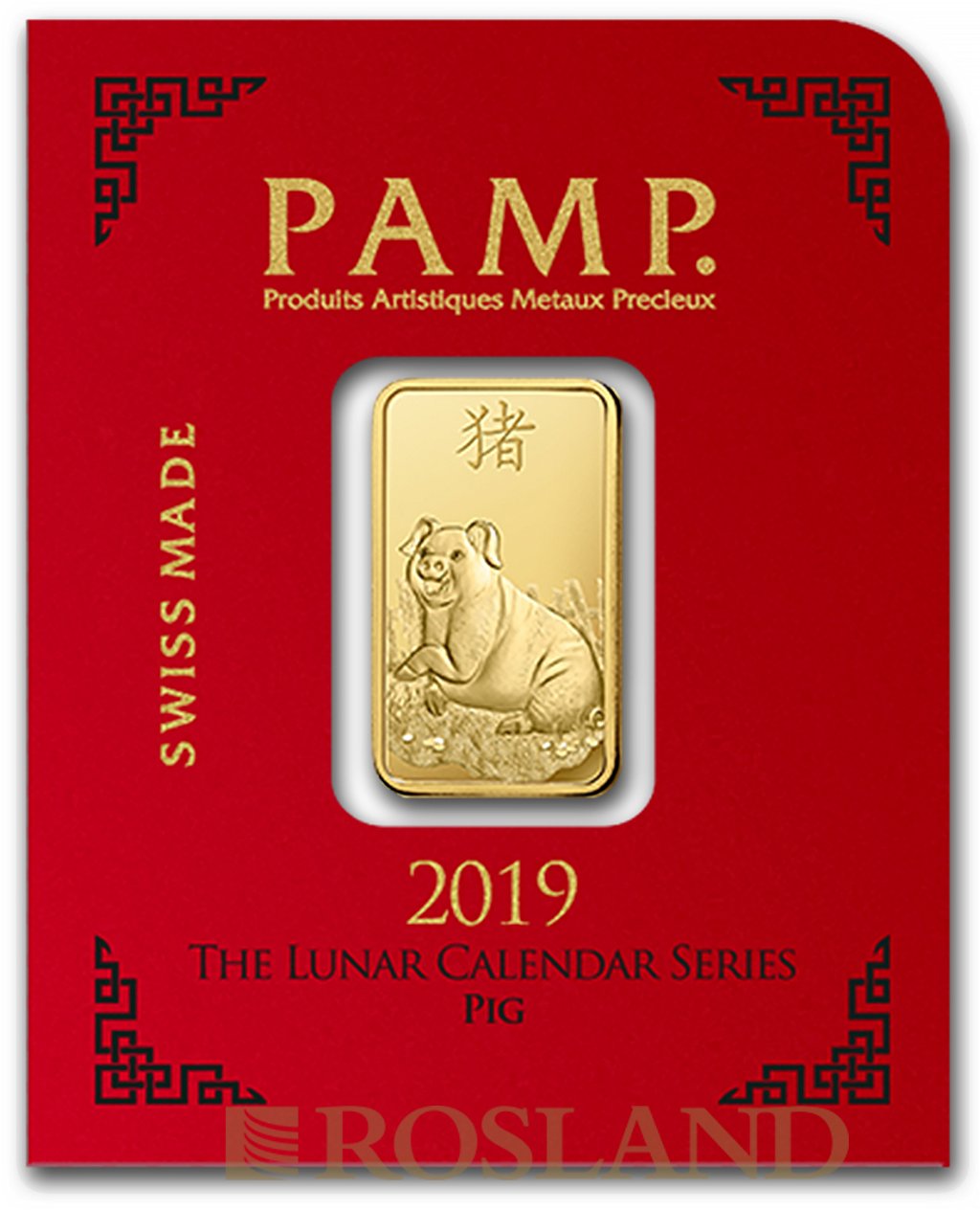 8 mal 1 Gramm Goldbarren PAMP Lunar Jahr des Schweins 2019 Multigram